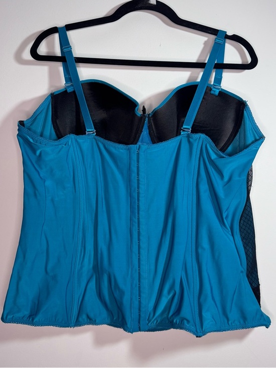 Torrid Teal Lace Corset Bustier Top Size 3 Black Mesh Lingerie - Picture 2 of 6